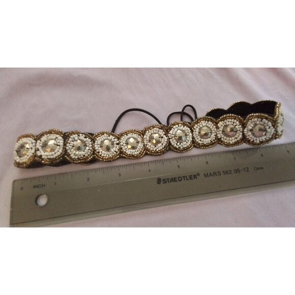 Beaded Embellished Headband With Elastic Backing For Women - Picture 2 of 2